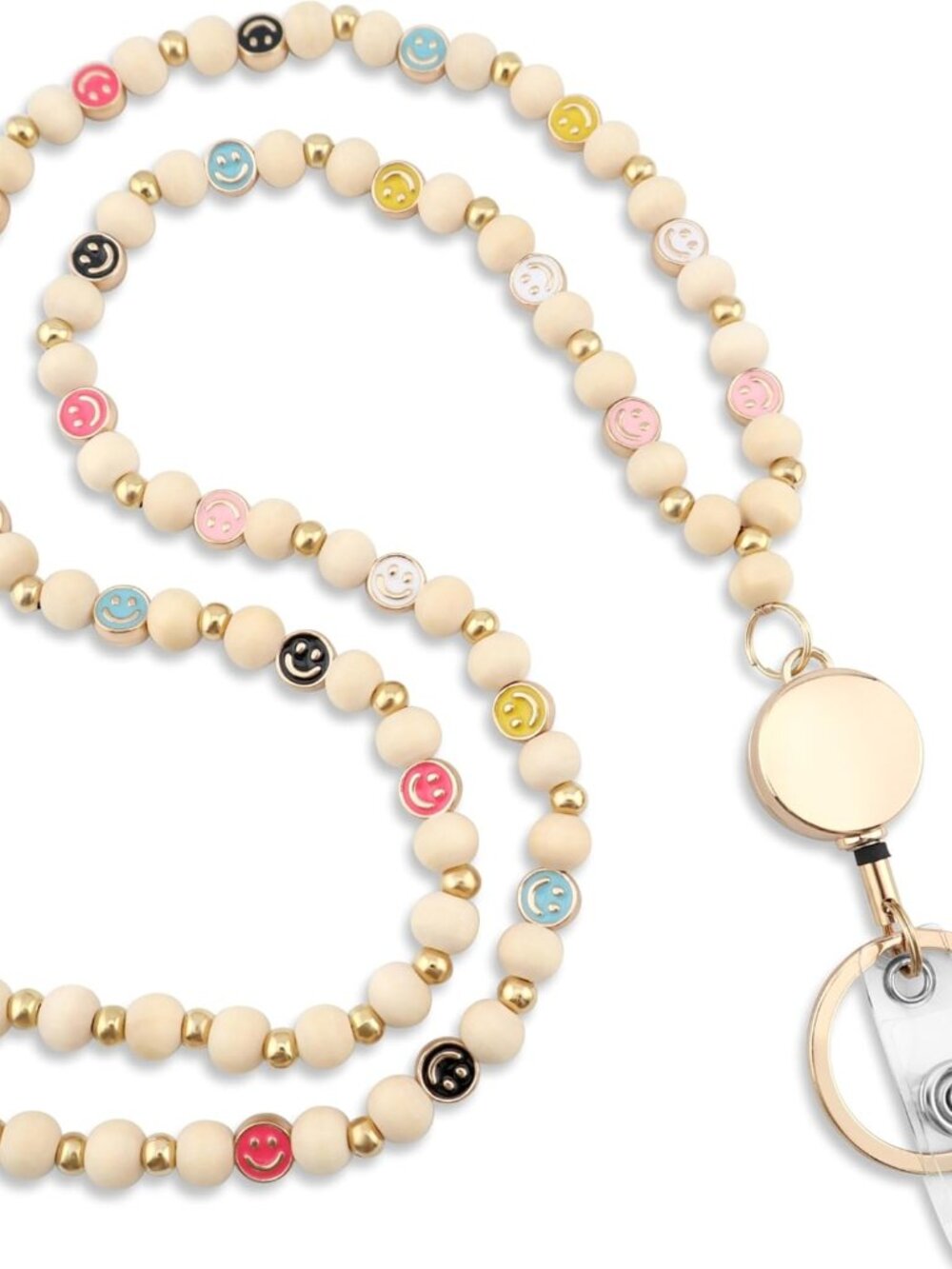 Stylish Beaded Teacher Lanyard for Women with Retractable ID Badge Holder Cute S